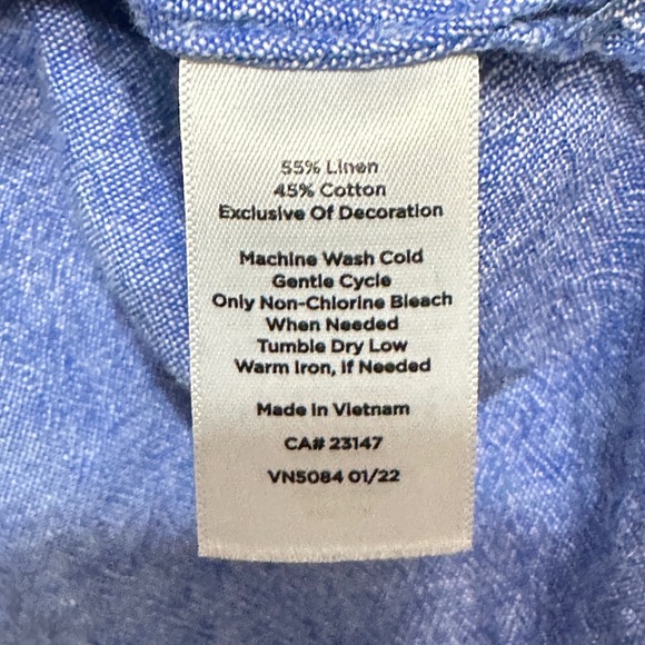 Talbots Petite Embroidered Linen Blend Top‎ Womens LP Floral Boho Resort Beach - Picture 7 of 9